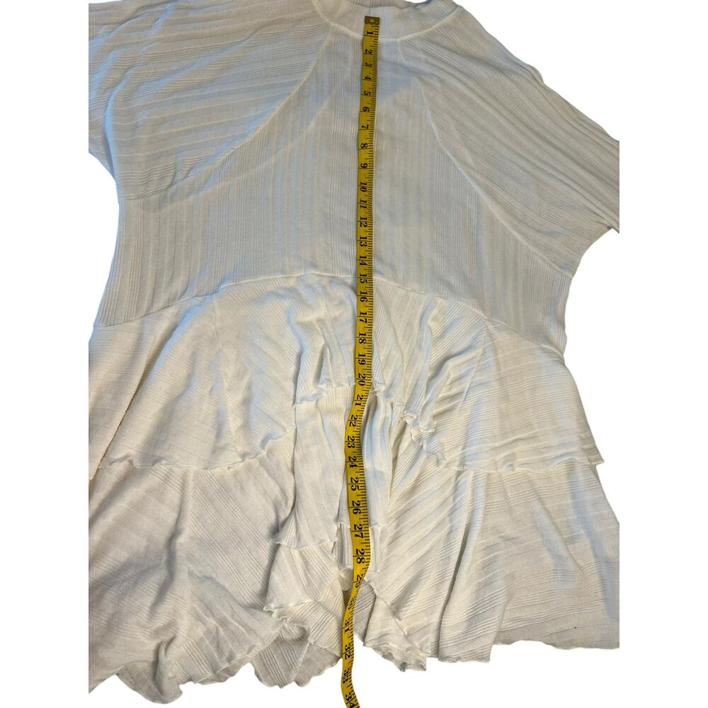 FP Beach Ivory Sweet Rose Ribbed Ruffle Tunic - Size S - Picture 9 of 11